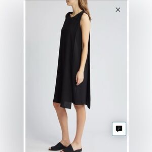 Eileen Fisher Elegant Black Silk Sleeveless Dress